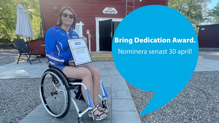 Dags att nominera parasportförebilder till "Bring Dedication Award"