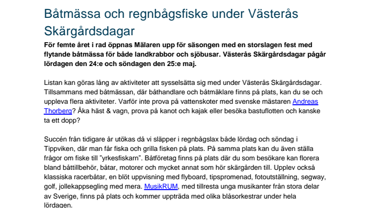 Båtmässa och regnbågsfiske under Västerås Skärgårdsdagar