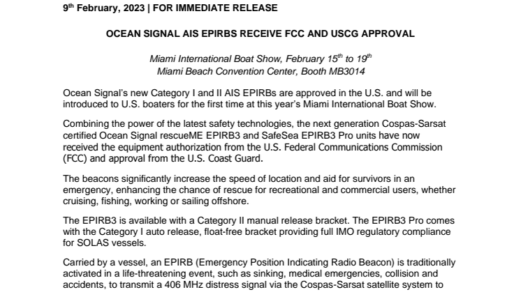 Miami 2023 - Ocean Signal AIS EPIRBs Receive FCC and USCG Approval.pdf