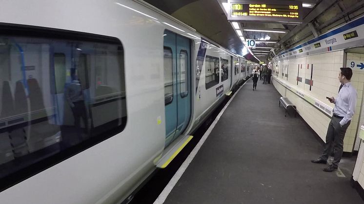 Great Northern's first new air-conditioned suburban train arrives in passenger service at Moorgate