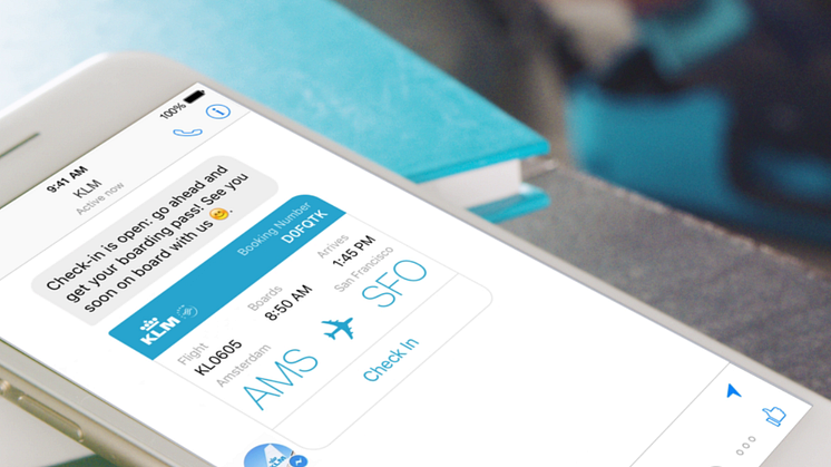 AirFrance-KLM´s Messenger-tjeneste er en del av selskaps digitale satsing. Her kan man få påminnelser og informasjon om reisen direkte i applikasjonen. 