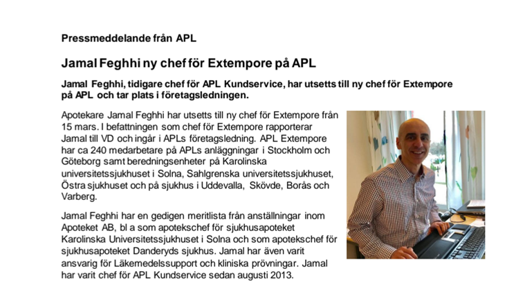 Jamal Feghhi ny chef för Extempore på APL