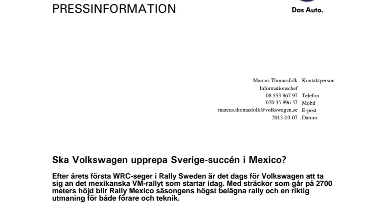 Ska Volkswagen upprepa Sverige-succén i Mexico?