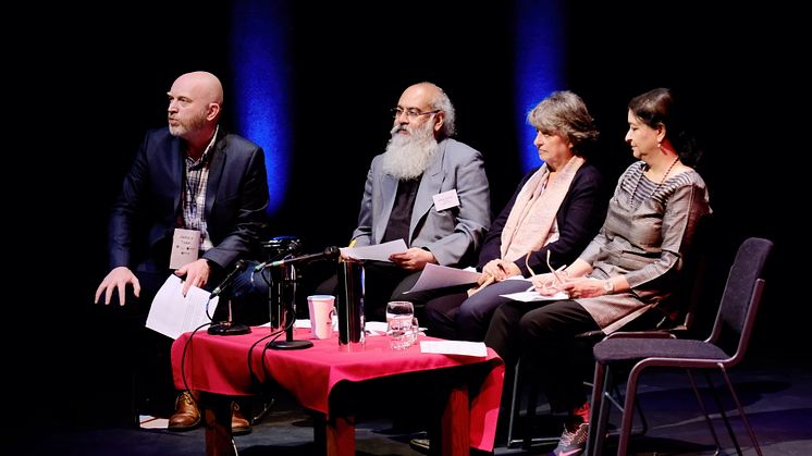 L-R: Professor Matt Baillie Smith, Northumbria University; Professor Shekhar Seshadri, National Institute of Mental Health and Neuro Sciences, India; Dr Renu Khosla, Centre for Urban and Regional Excellence, India; and Professor Ravinder Kaur, IIT