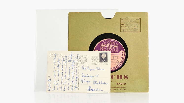 Cornelis Vreeswijk, första skiva/inspelning, 1959, unik, 1 exemplar, inspelad på Gröna Lund 1959 + brevkort signerat Cees.
