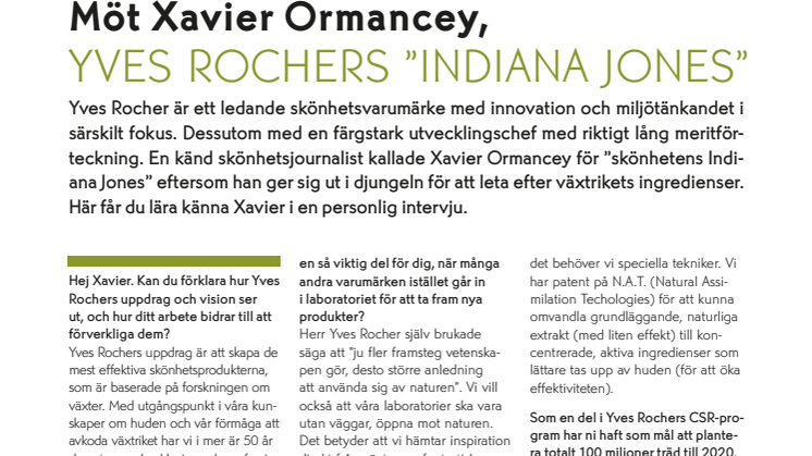 Intervju Xavier Ormancey, forsknings- och utvecklingschef Yves Rocher