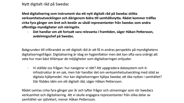Nytt digitalt råd på Swedac