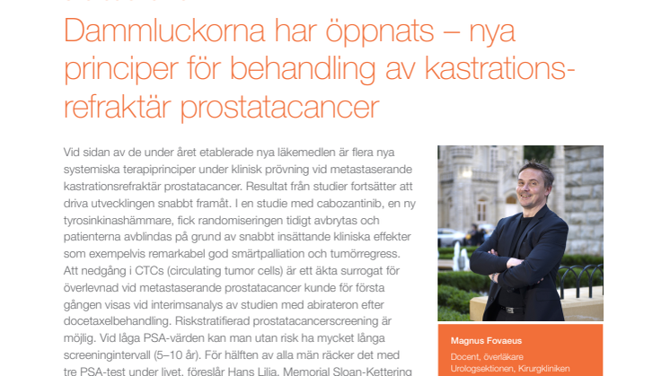 Överläkare Magnus Fovaeus – Nya behandlingar av prostatacancer och nya rön avseende PSA-test
