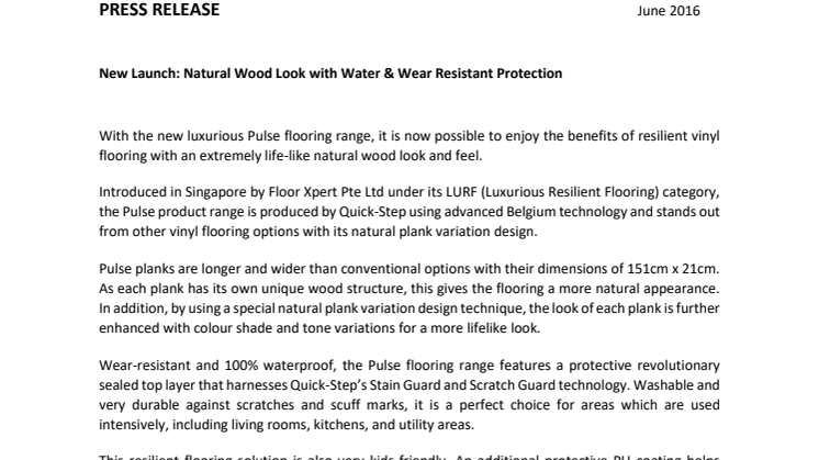 New Launch: Natural Wood Look with Water & Wear Resistant Protection 