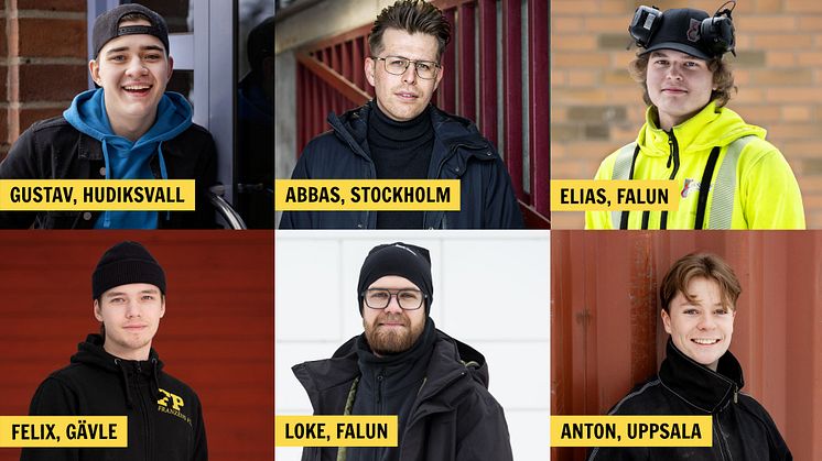 Gustav, Abbas, Elias, Felix, Loke och Anton ska göra upp om SM-guldet i plåtslageri den 14-15 april.