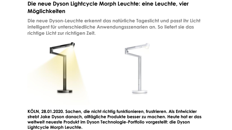 Die neue Dyson Lightcycle Morph Leuchte: eine Leuchte, vier Möglichkeiten
