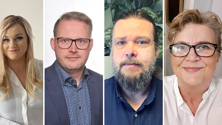 Moa Åström, chef för IFO, Mikael Gidlöf, chef för Välfärdsförvaltningen, Välfärdsnämndens ordf Carl-Gunnar Krooks (S) och vice ordf Anette Agrell.