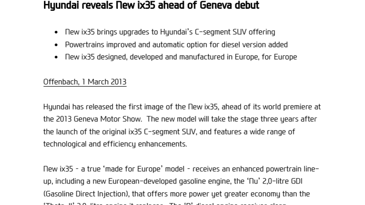 Hyundai viser ny ix35 i Genève