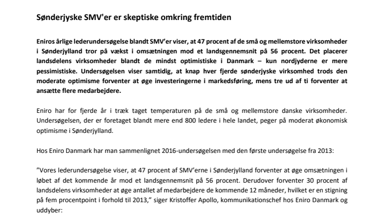Sønderjyske SMV'er er skeptiske omkring fremtiden