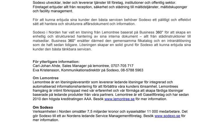 Sodexo ger sina kunder bättre service med hjälp av smartare dokumenthantering från Lemontree 