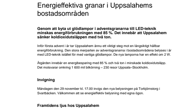 Energieffektiva granar i Uppsalahems bostadsområden