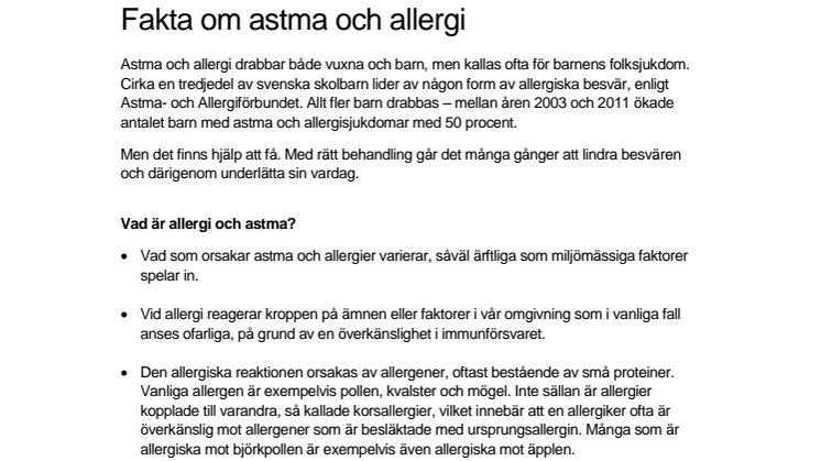 Fakta om astma och allergi