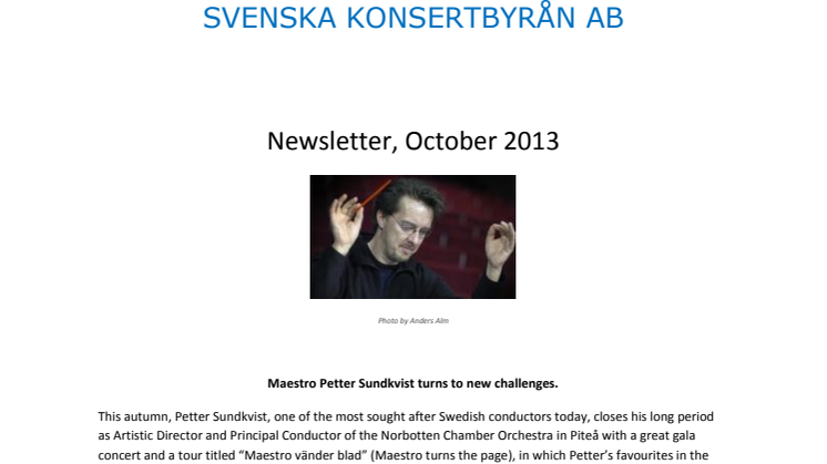 Newsletter, October 2013