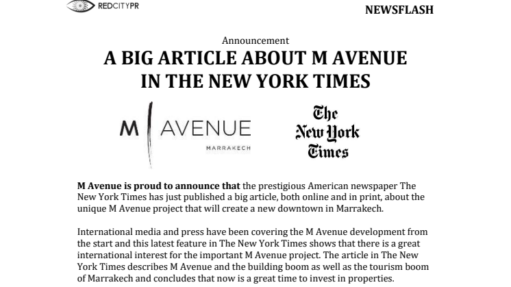 A BIG ARTICLE ABOUT M AVENUE IN THE NEW YORK TIMES