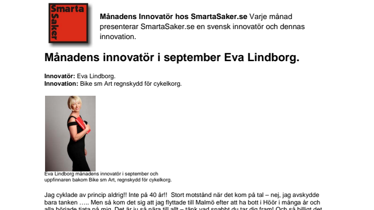 Månadens innovatör i september Eva Lindborg.