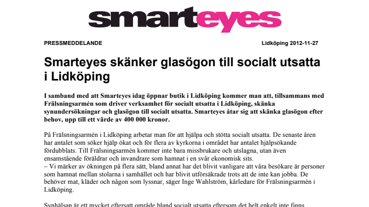 Ny butik: Smarteyes skänker glasögon till socialt utsatta i Lidköping