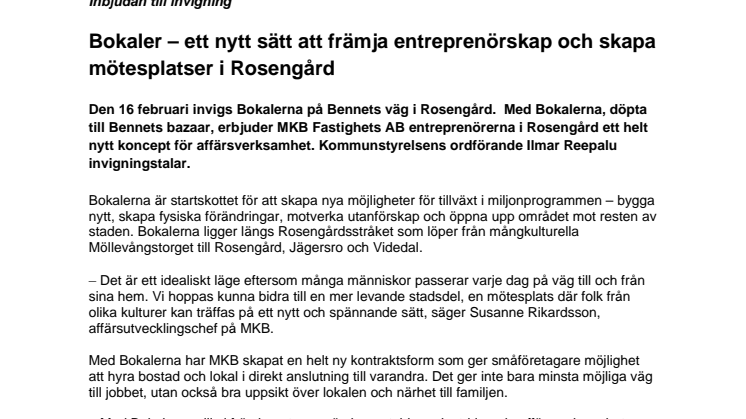 Bokaler – ett nytt sätt att främja entreprenörskap och skapa mötesplatser i Rosengård