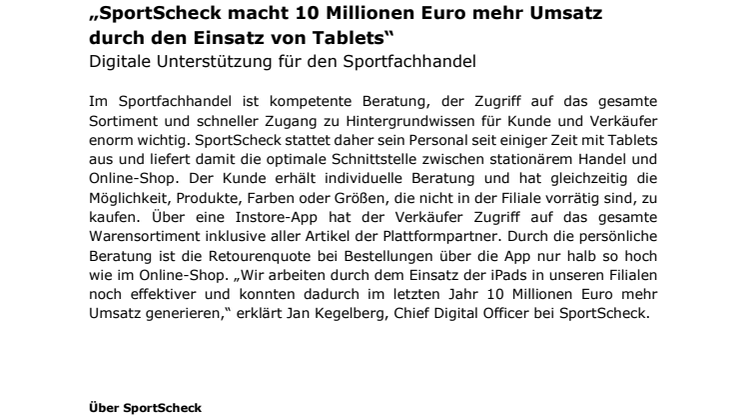 „SportScheck macht 10 Millionen Euro mehr Umsatz durch den Einsatz von Tablets“