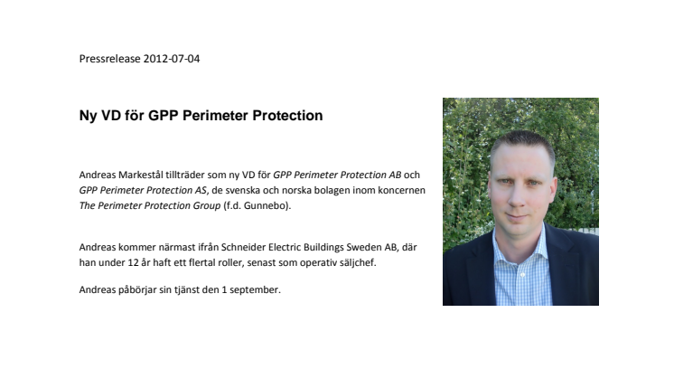 Ny VD för GPP Perimeter Protection
