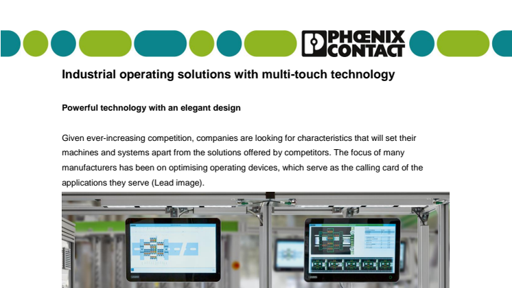 Industrial operating solutions with multi-touch technology