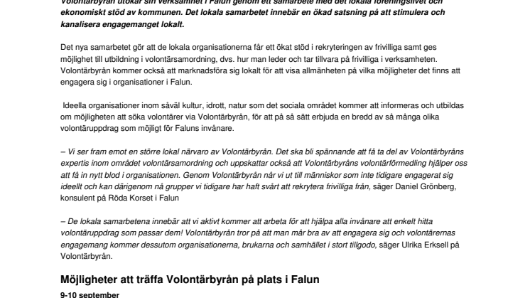 Volontärbyrån lanserar sig lokalt i Falun