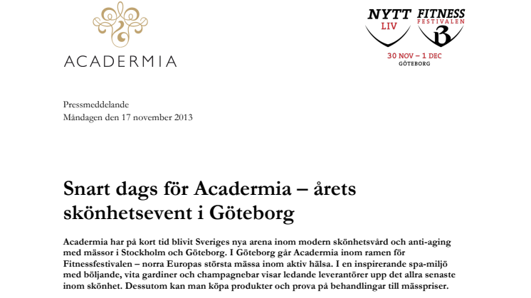 Snart dags för Acadermia – årets skönhetsevent i Göteborg