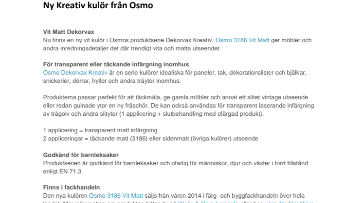 Ny Kreativ kulör från Osmo 