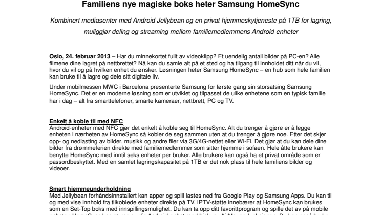 Familiens nye magiske boks heter Samsung HomeSync