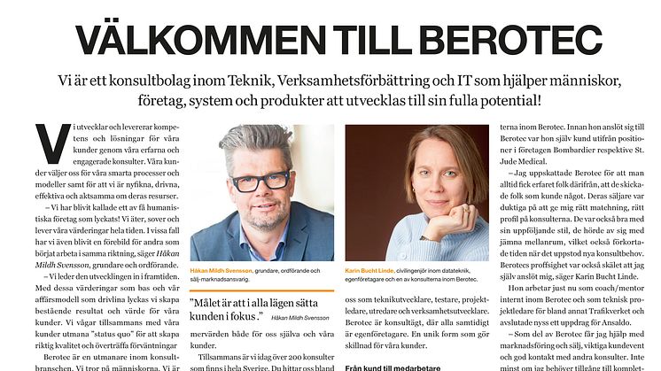 Berotec medverkar i Dagens Nyheter