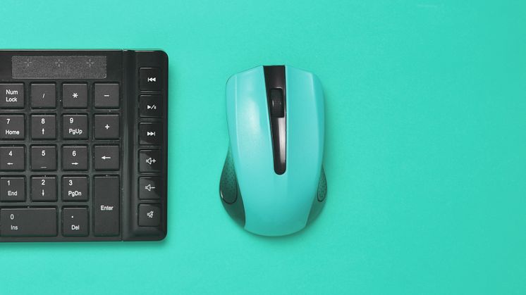 T&C teal blue keyboard mouse computer