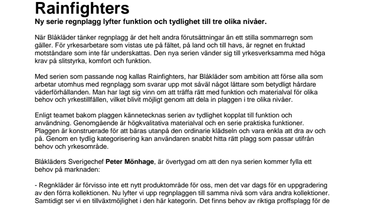 BLÅKLÄDER LYFTER SINA REGNPLAGG TILL NYA NIVÅER!