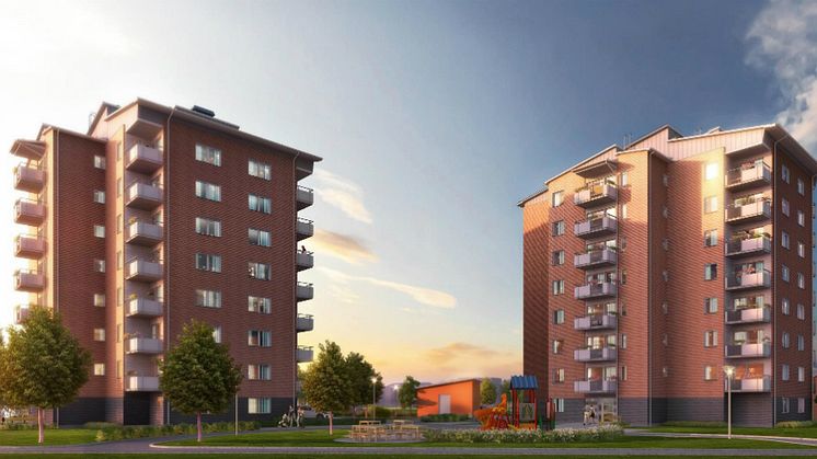 Bostadsrättsföreningen Riddaren, Berga i Linköping, beräknas bli klar för inflyttning under 2019.