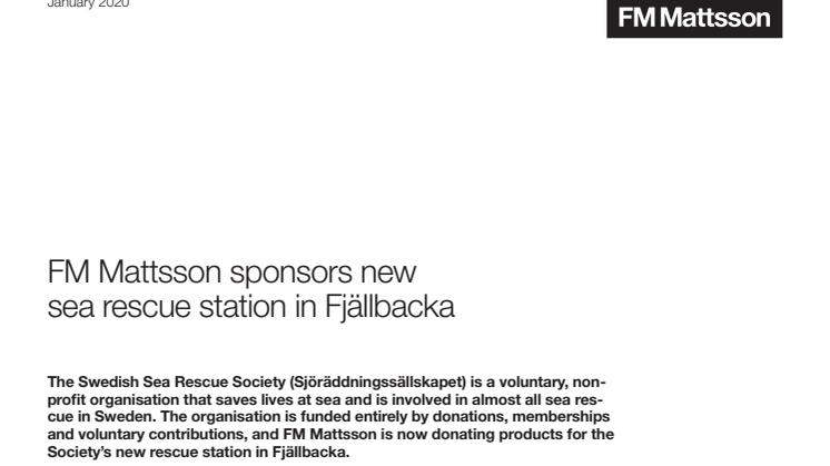 FM Mattsson sponsors new sea rescue station in Fjällbacka