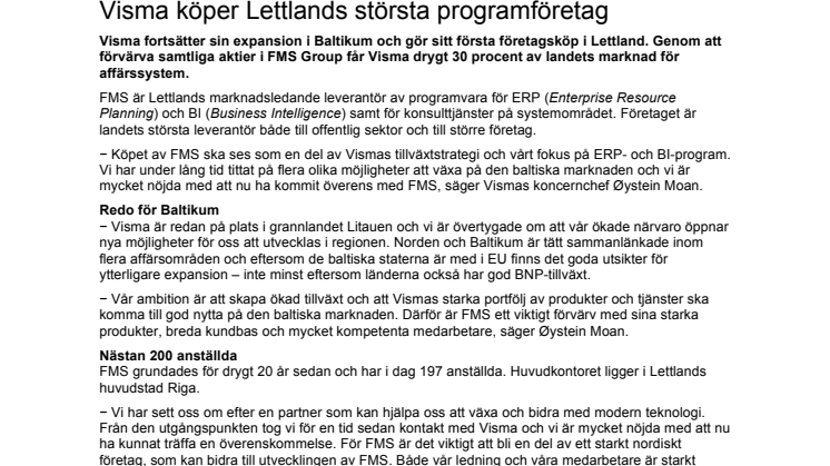 Visma köper Lettlands största programföretag