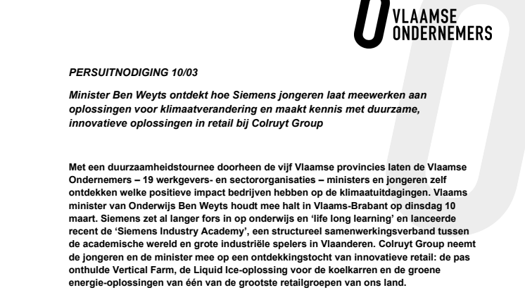 Persuitnodiging 10/03: De Vlaamse Ondernemers on tour