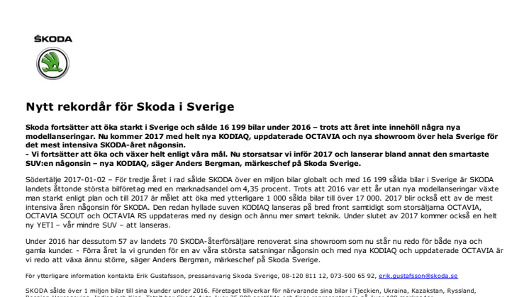 Nytt rekordår för Skoda i Sverige