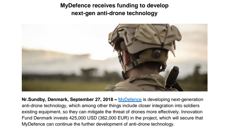 MyDefence receives funding to develop next-gen anti-drone technology
