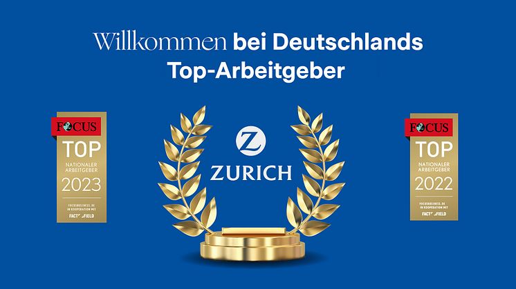 Die Zurich Versicherung gehört erneut mit maximaler Punktzahl zu den Top-Arbeitgebern Deutschlands und rangiert branchenübergreifend auf Platz 2. In der Versicherungsbranche belegt Zurich wie im Vorjahr Platz 1.