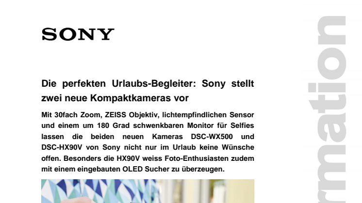 Die perfekten Urlaubs-Begleiter: Sony stellt zwei neue Kompaktkameras vor