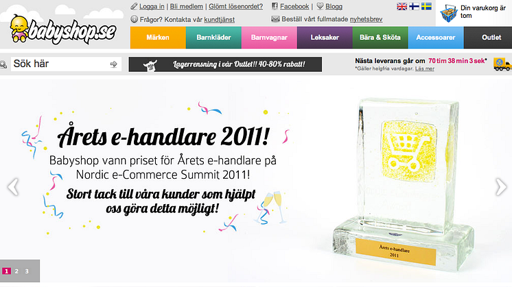 Babyshop.se är Årets ehandlare 2011 - Grattis!