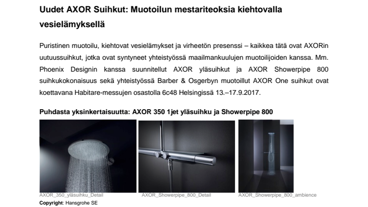 Uudet AXOR Suihkut: Muotoilun mestariteoksia kiehtovalla vesielämyksellä 