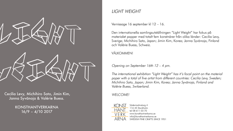 Vernissagekort inbjudan Light Weight