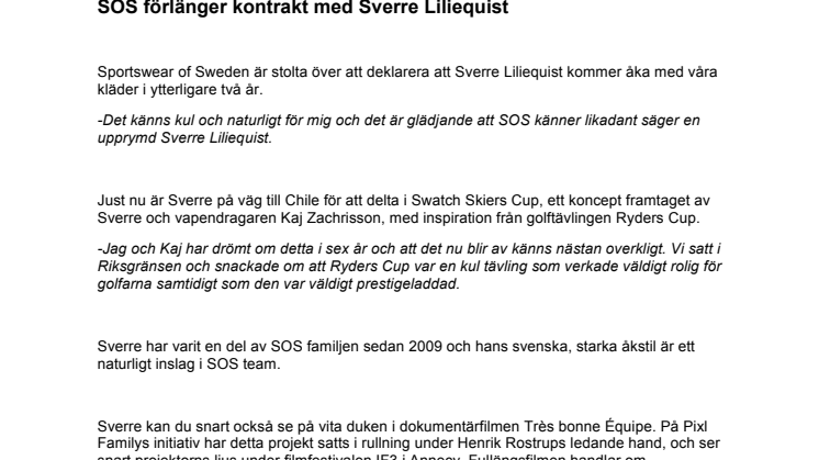 SOS förlänger kontrakt med Sverre Liliequist
