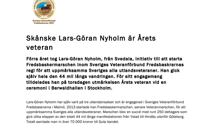 Skånske Lars-Göran Nyholm är Årets veteran