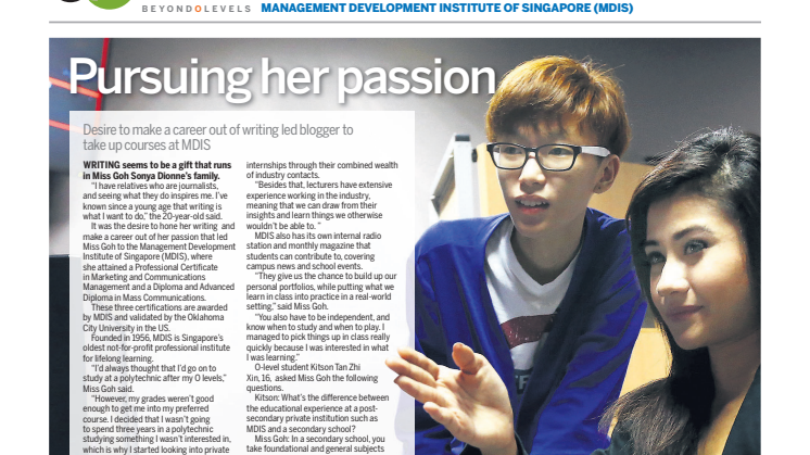 Desire to make a career out of writing led blogger to take up courses at MDIS